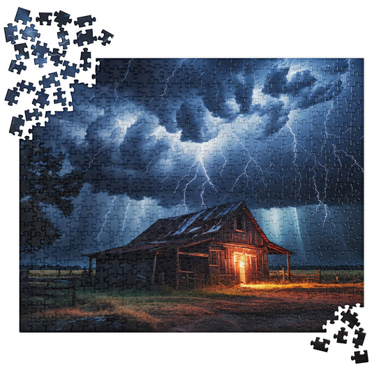 Old Barn In A Lightning Storm Jigsaw Puzzle - Puzzle - Discovery Co.