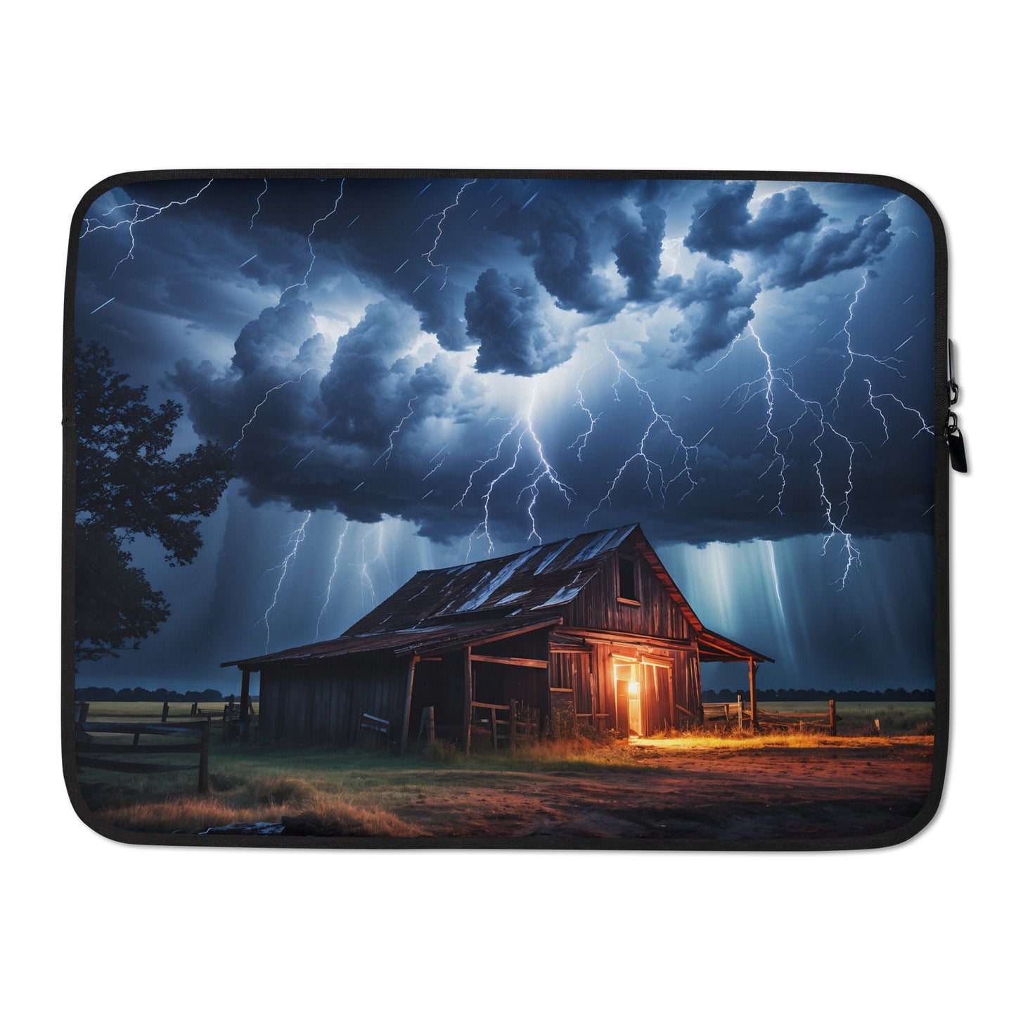 Old Barn In A Lightning Storm Laptop Sleeve - Laptop Cases - Discovery Co.