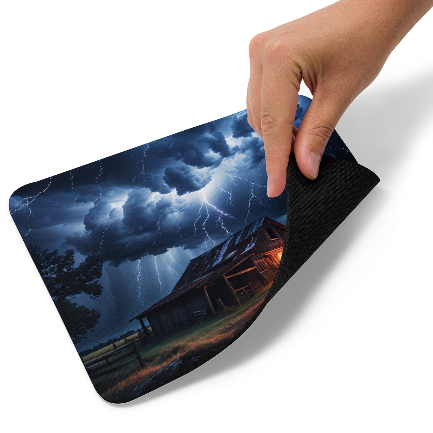 Old Barn In A Lightning Storm Mouse Pad - Mouse Pads - Discovery Co.