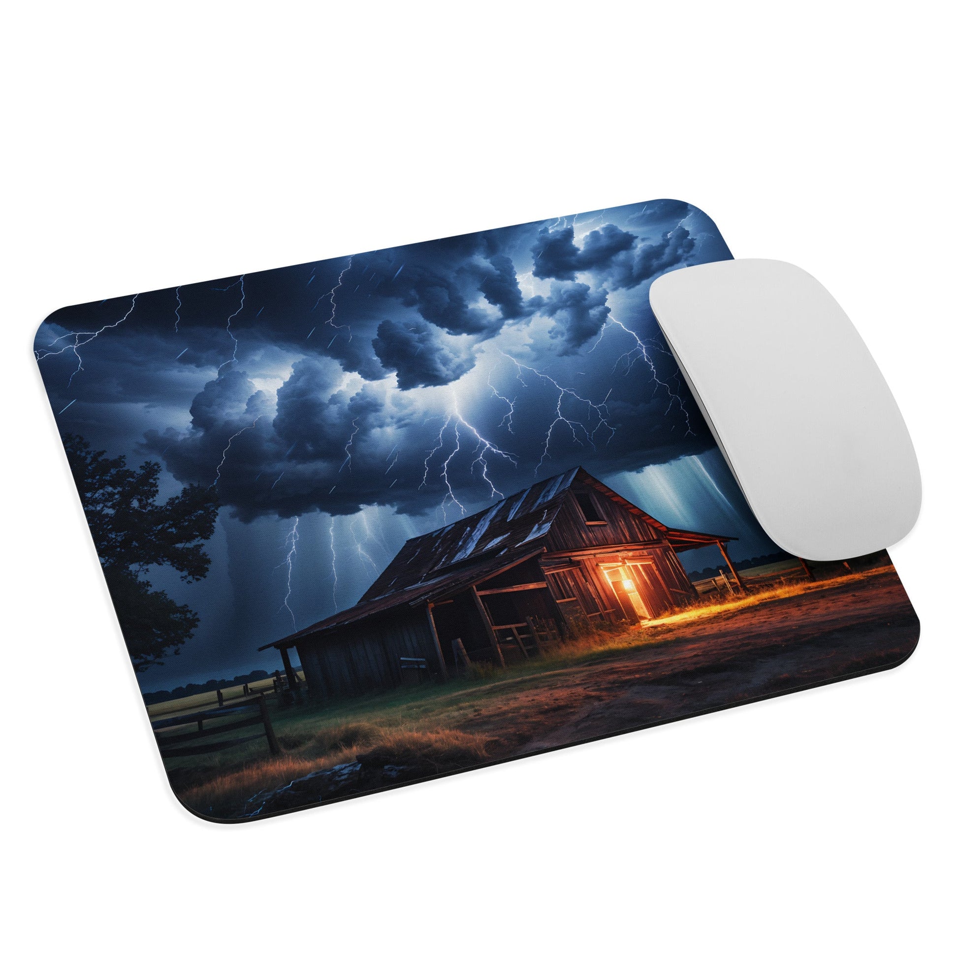 Old Barn In A Lightning Storm Mouse Pad - Mouse Pads - Discovery Co.