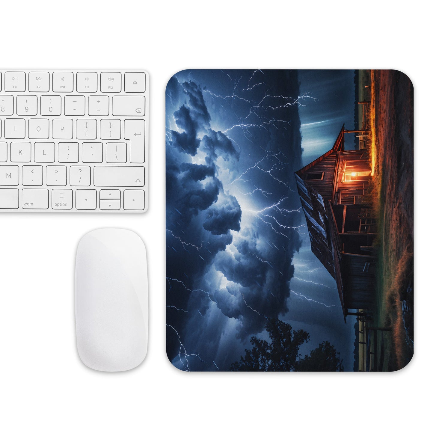 Old Barn In A Lightning Storm Mouse Pad - Mouse Pads - Discovery Co.