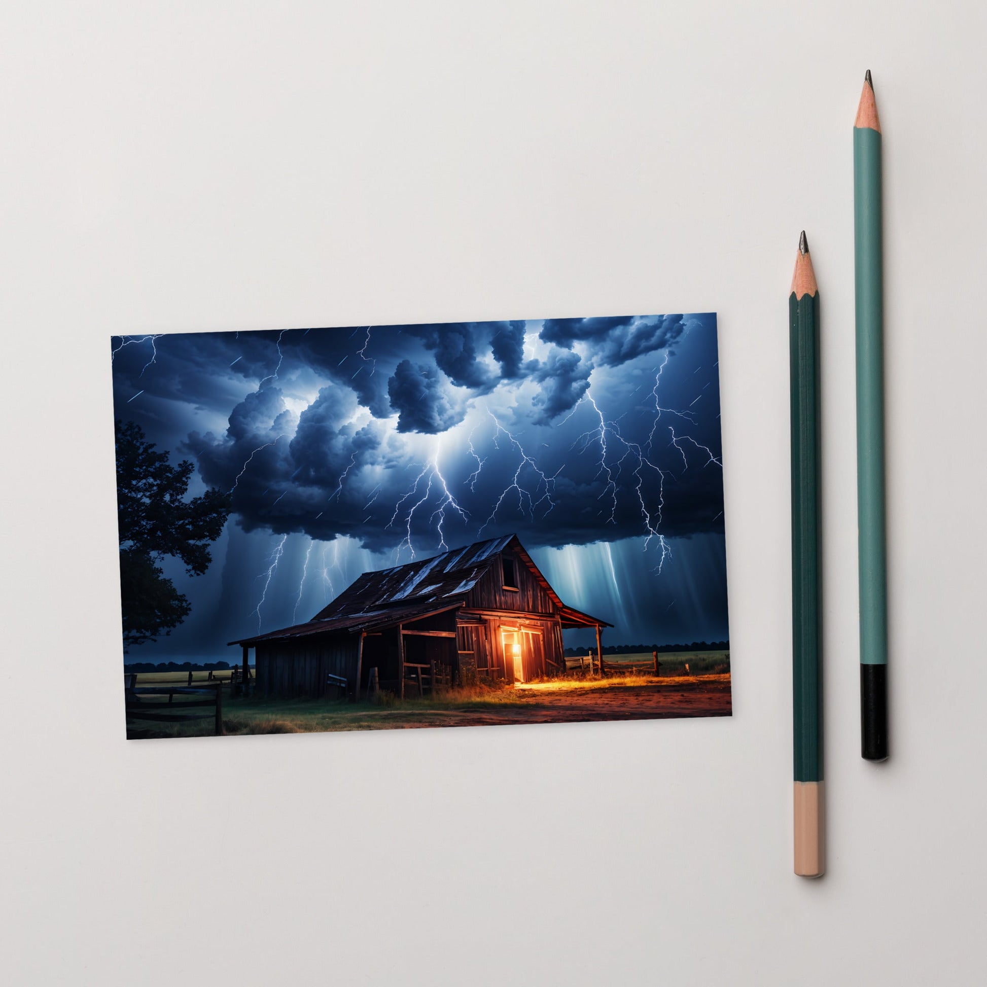 Old Barn In A Lightning Storm Standard Postcard - Post Cards - Discovery Co.