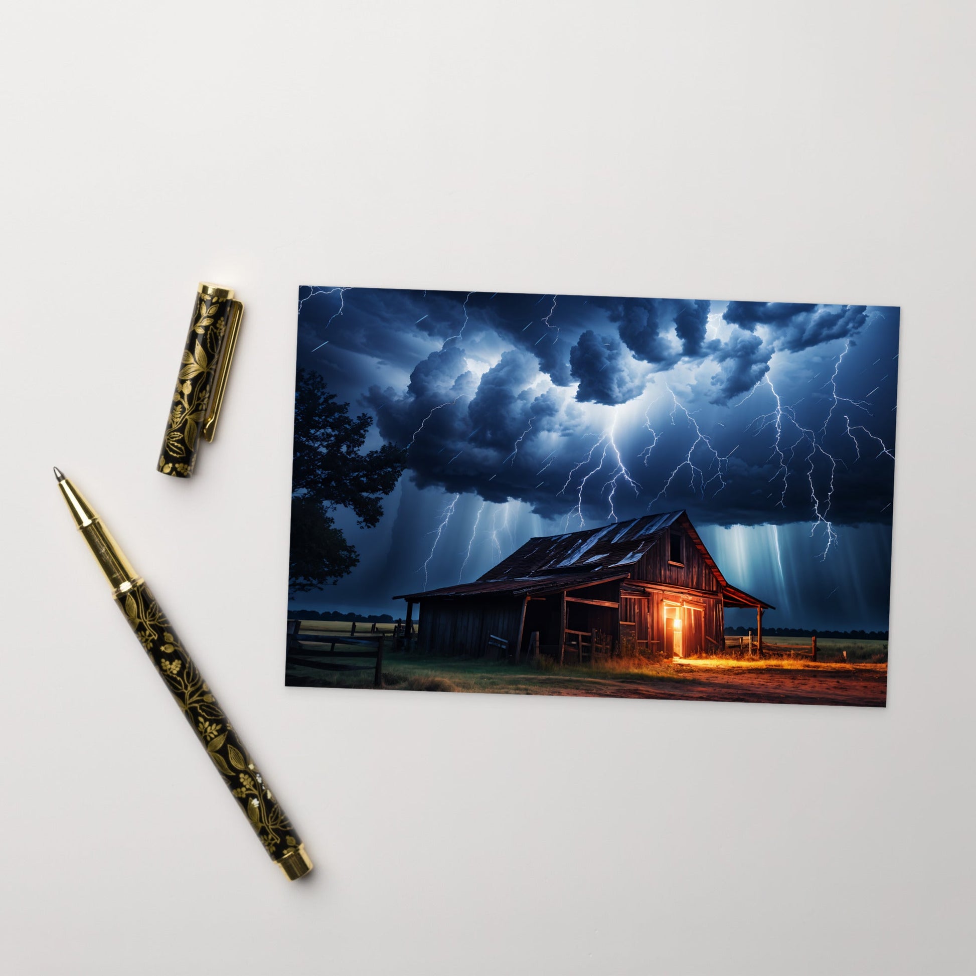 Old Barn In A Lightning Storm Standard Postcard - Post Cards - Discovery Co.