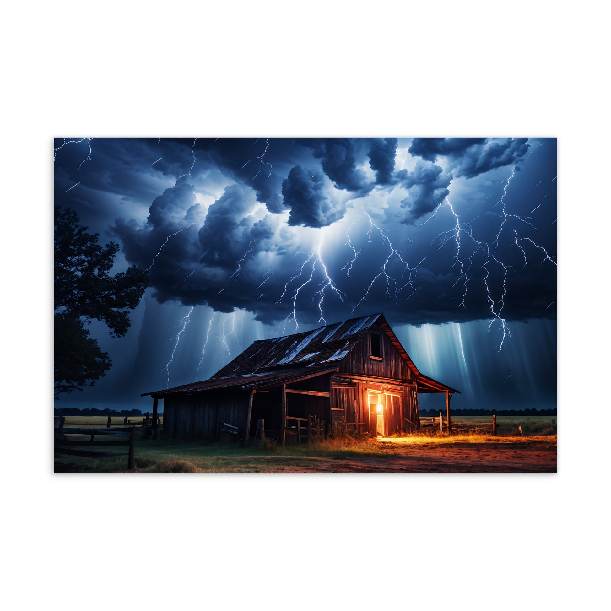 Old Barn In A Lightning Storm Standard Postcard - Post Cards - Discovery Co.