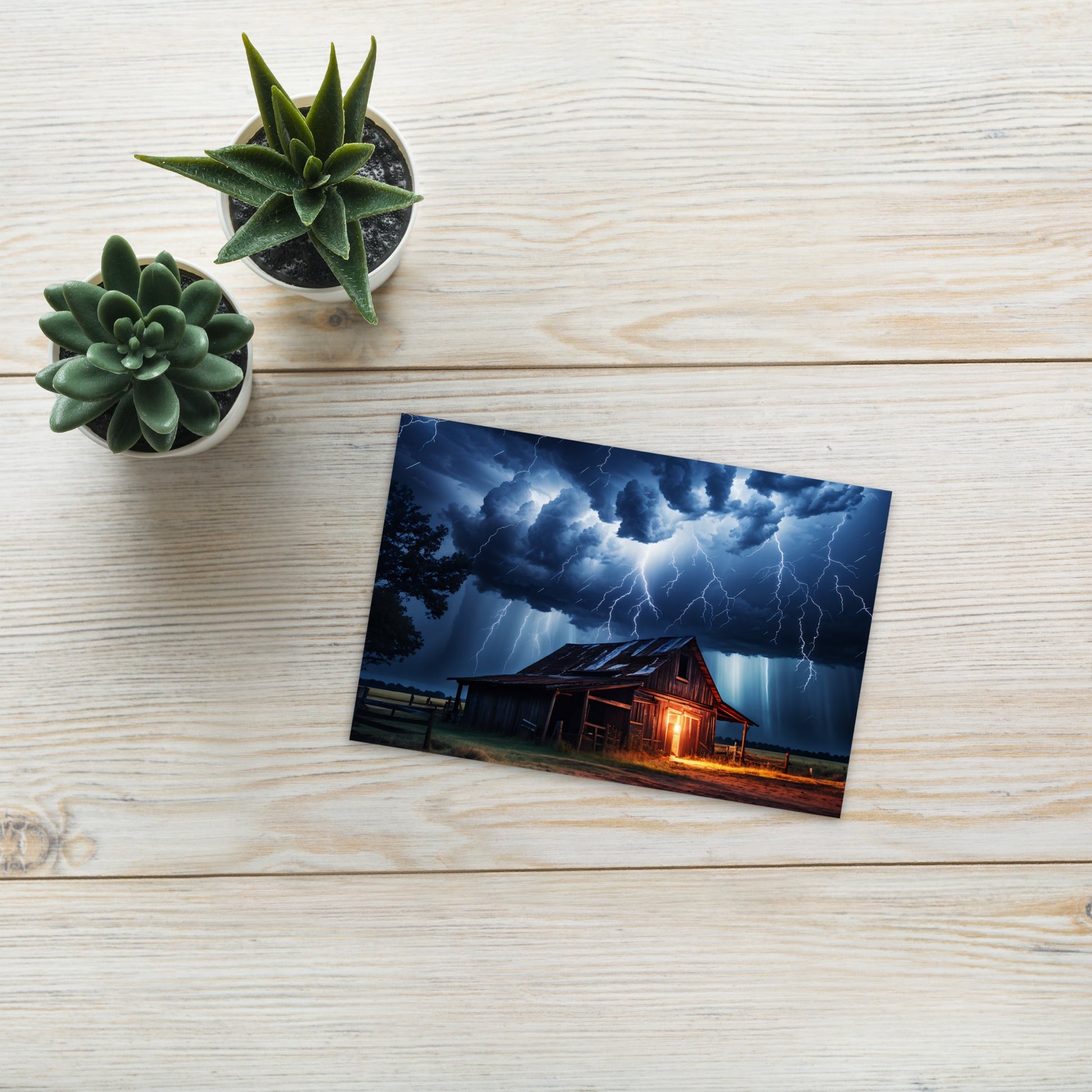 Old Barn In A Lightning Storm Standard Postcard - Post Cards - Discovery Co.