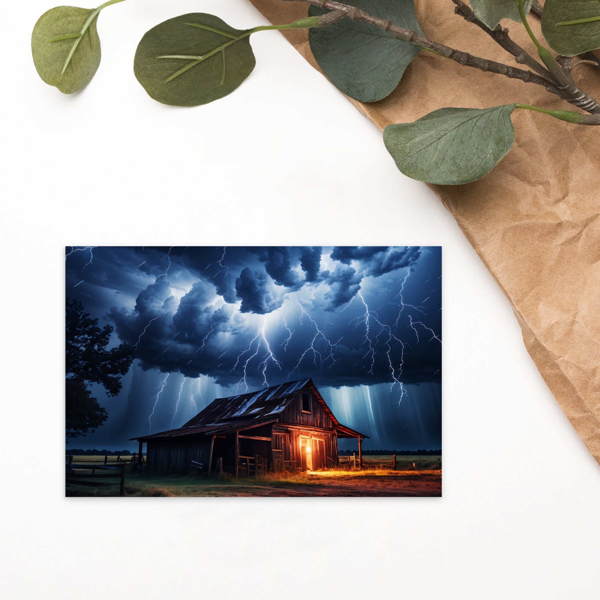 Old Barn In A Lightning Storm Standard Postcard - Post Cards - Discovery Co.