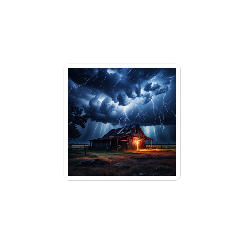 Old Barn In Lightning Storm Bubble-free stickers - Stickers - Discovery Co.