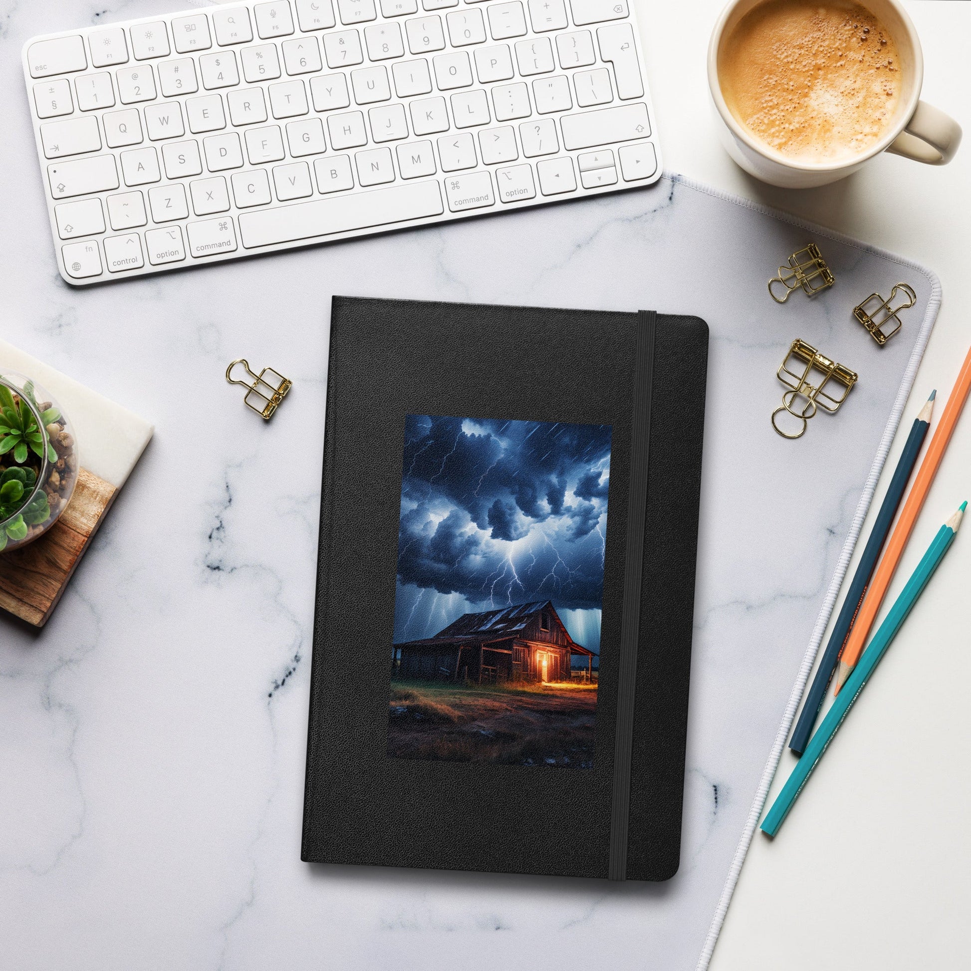 Old Barn In Lightning Storm Hardcover Bound Notebook - Hardcover Bound Notebooks - Discovery Co.