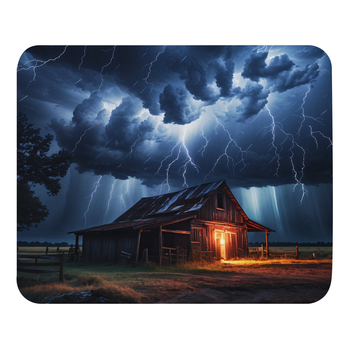 Old Barn Lightning Storm Mouse Pad - Mouse Pads - Discovery Co.