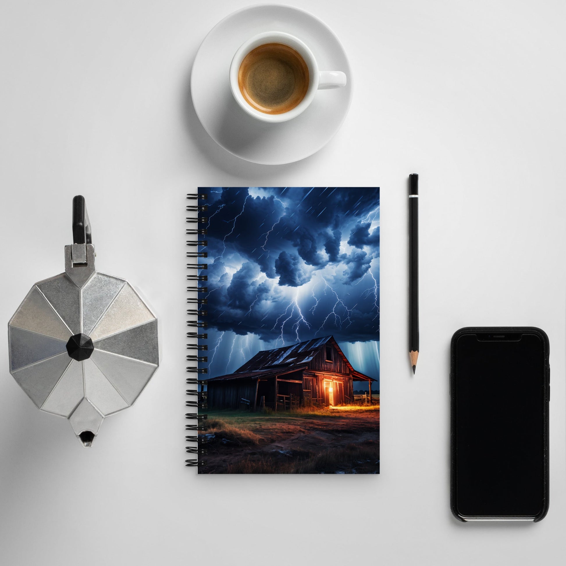 Old Barn Lightning Storm Spiral Notebook - Spiral Notebooks - Discovery Co.