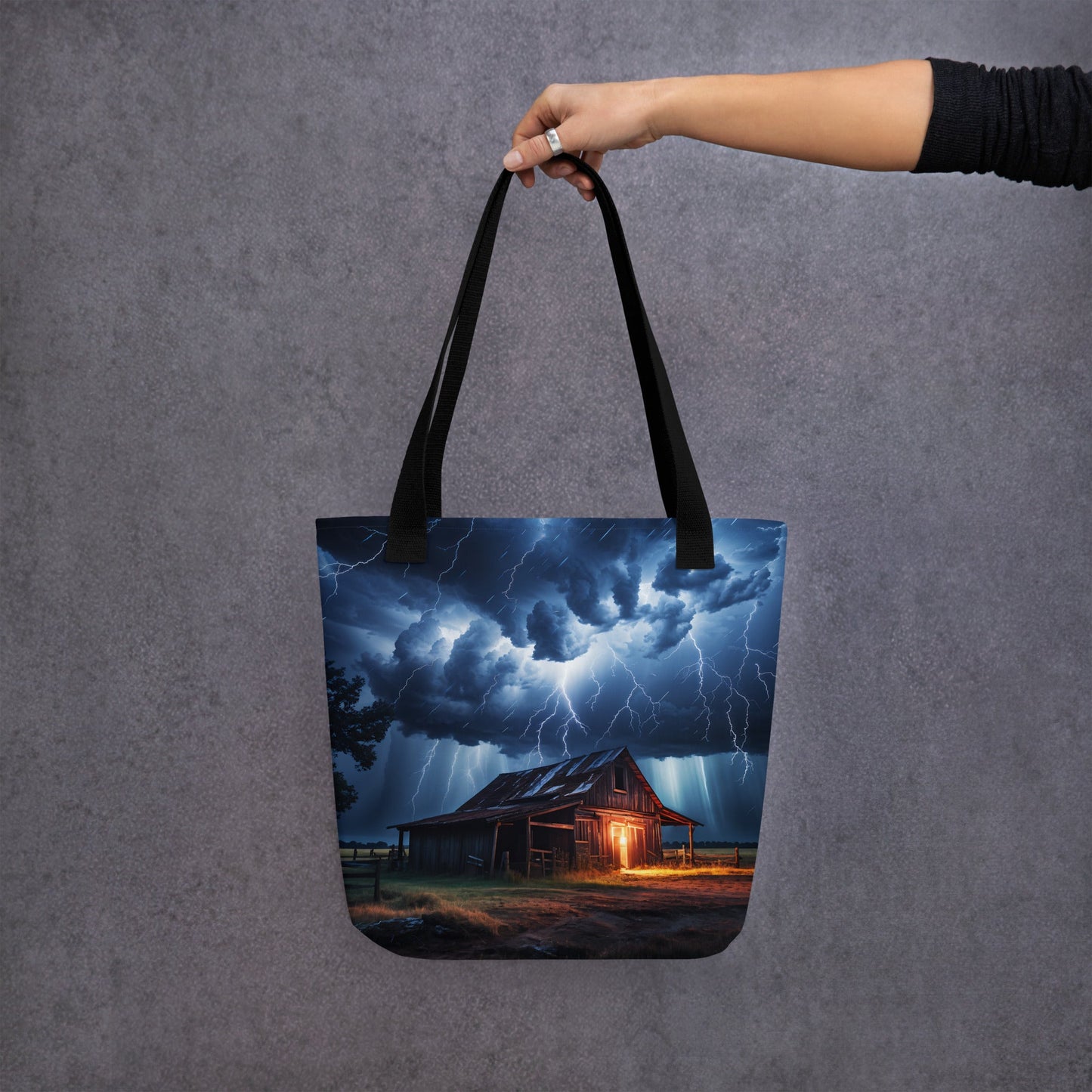 Old Barn Lightning Storm Tote Bag - Tote Bags - Discovery Co.