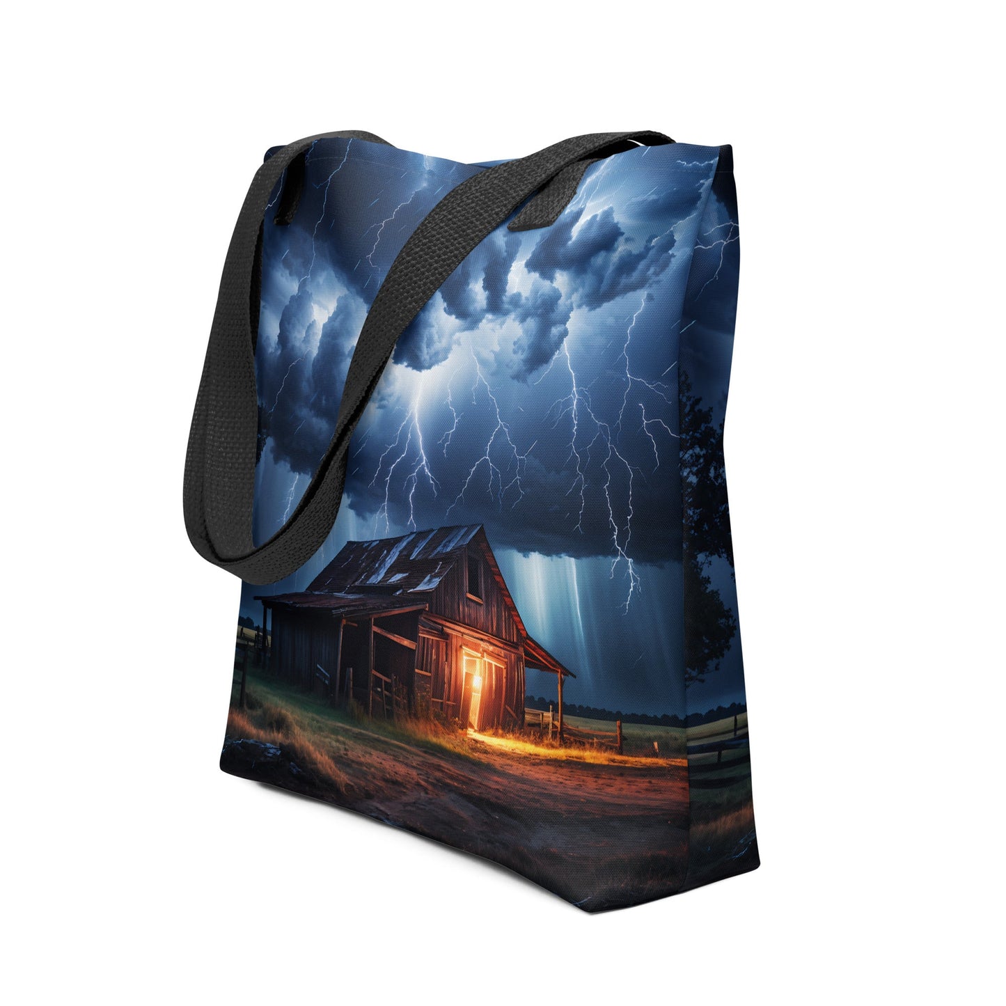 Old Barn Lightning Storm Tote Bag - Tote Bags - Discovery Co.