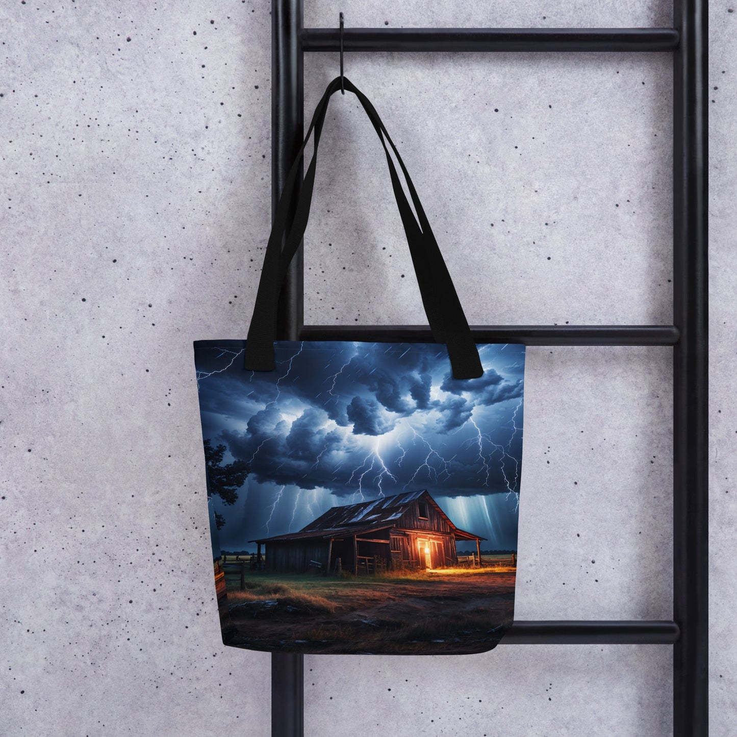 Old Barn Lightning Storm Tote Bag - Tote Bags - Discovery Co.