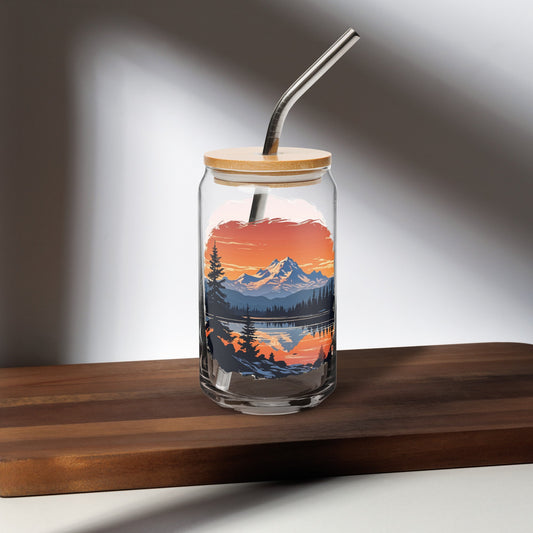 Orange Sky Over Mountains Can - Shaped Glass - Can - Shaped Glass - Discovery Co.