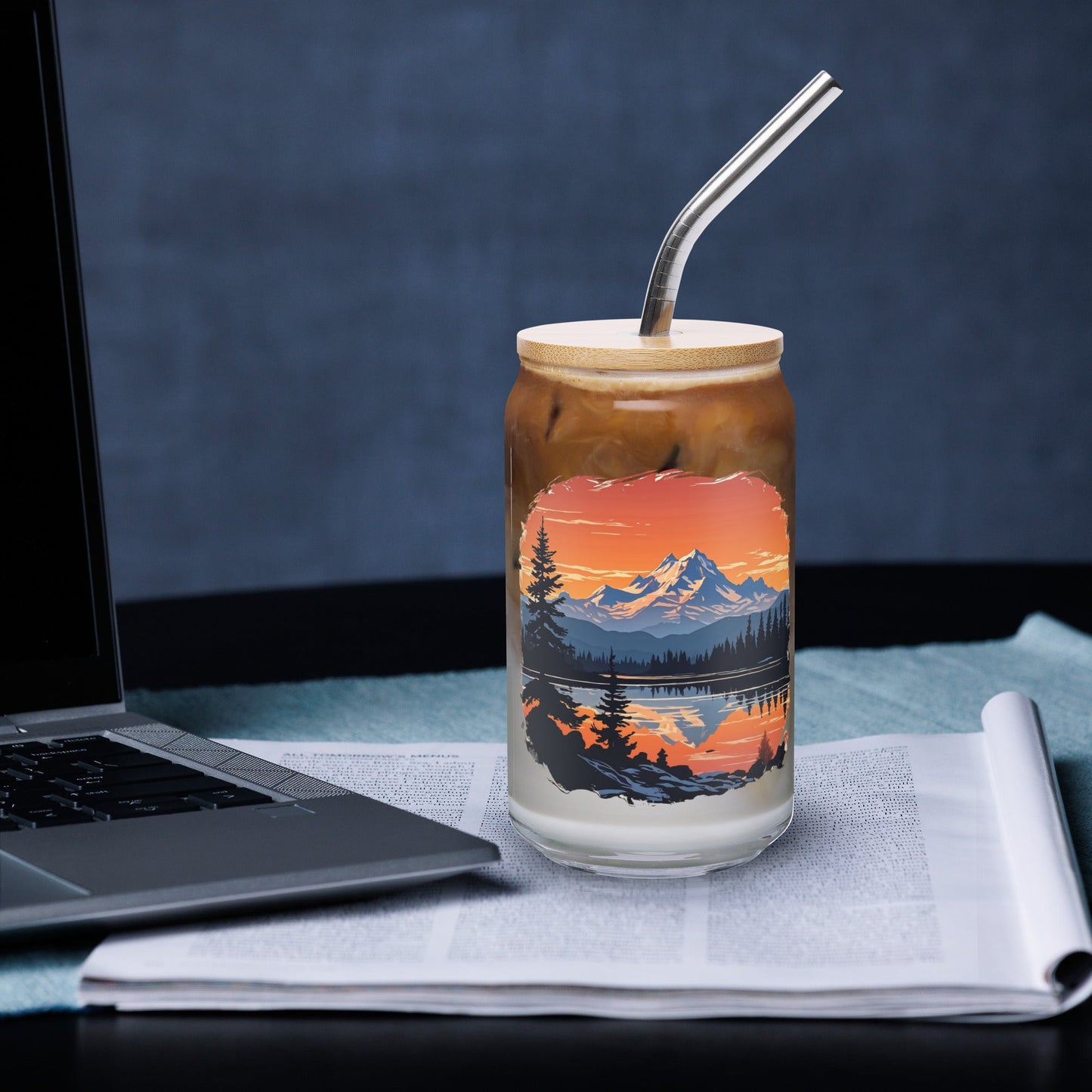 Orange Sky Over Mountains Can - Shaped Glass - Can - Shaped Glass - Discovery Co.