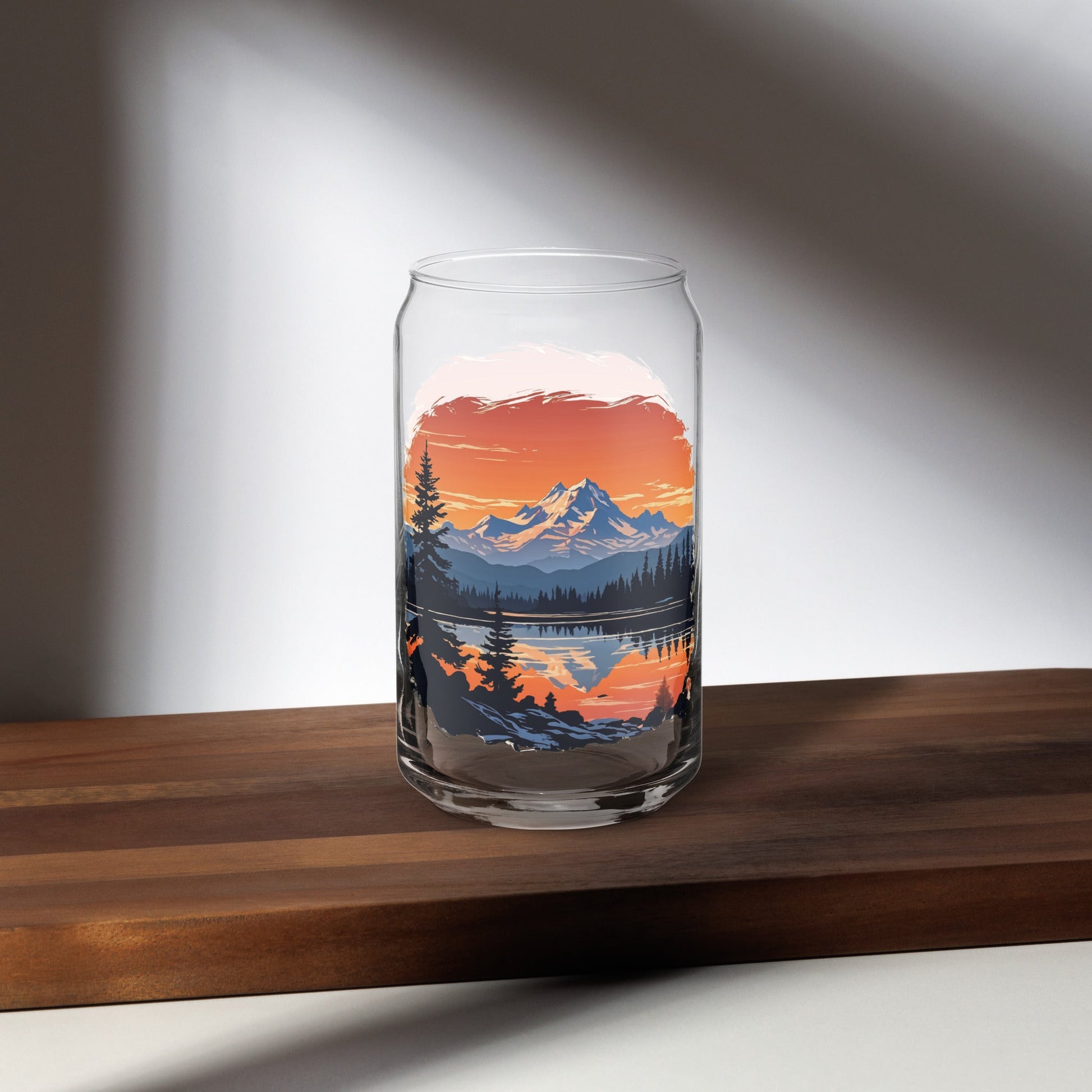 Orange Sky Over Mountains Can - Shaped Glass - Can - Shaped Glass - Discovery Co.