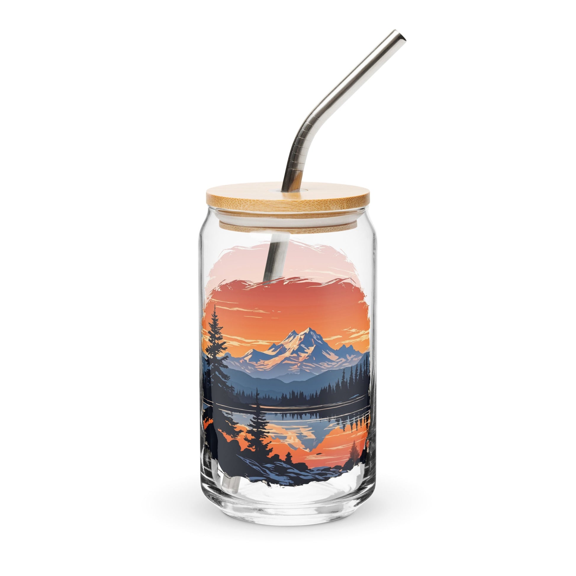 Orange Sky Over Mountains Can - Shaped Glass - Can - Shaped Glass - Discovery Co.