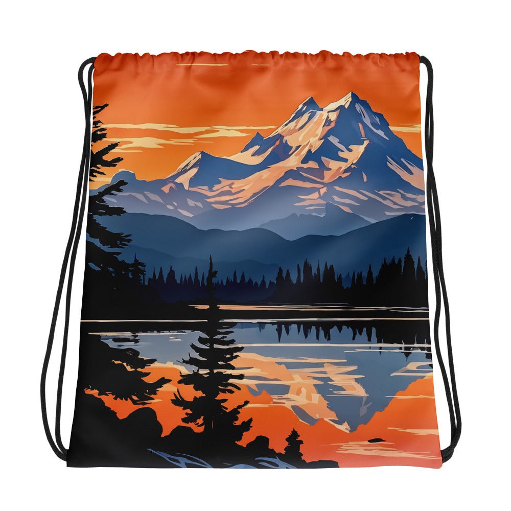 Orange Sky Over Mountains Drawstring Bag - Drawstring Bag - Discovery Co.