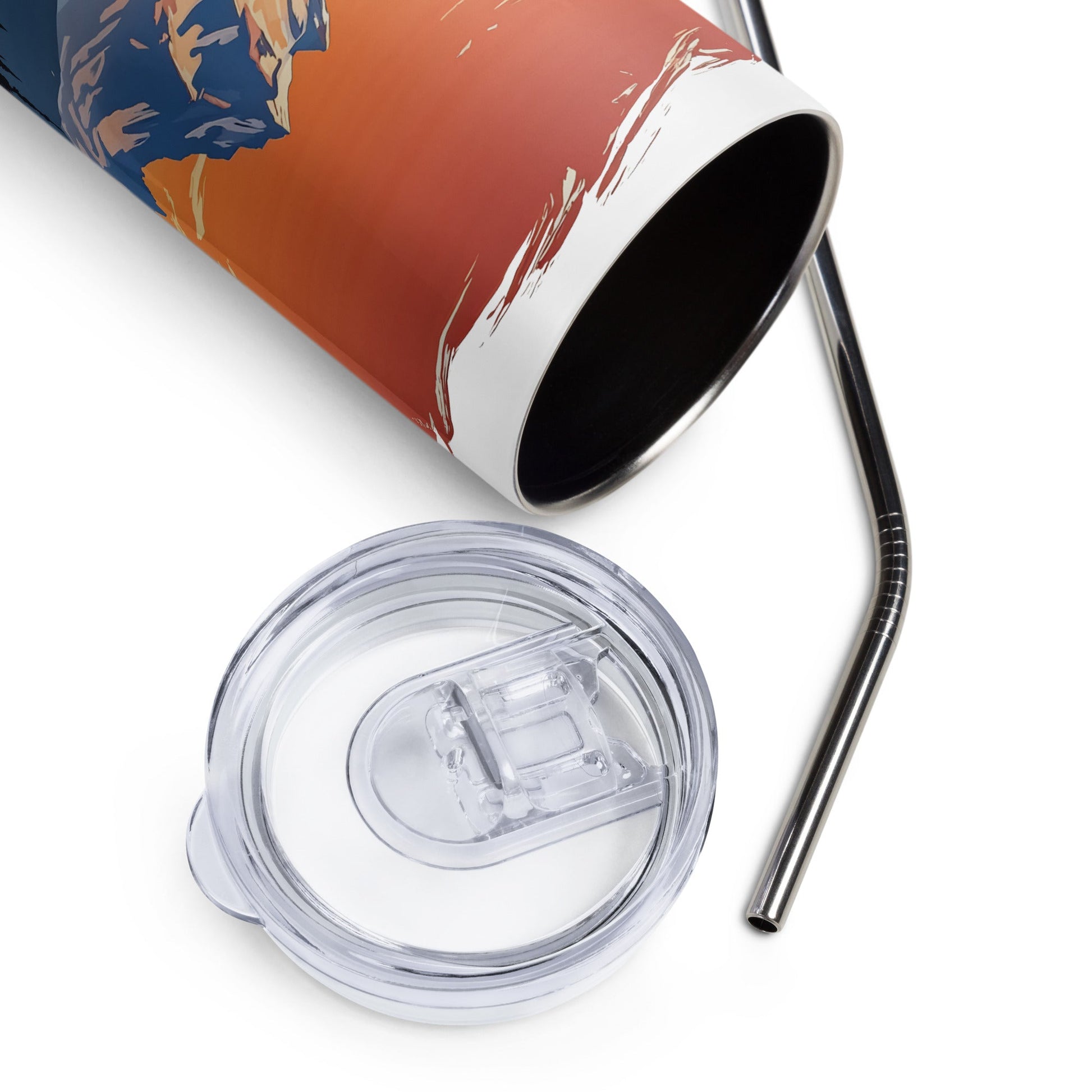 Orange Sky Over Mountains Stainless Steel Tumbler - Steel Tumbler - Discovery Co.