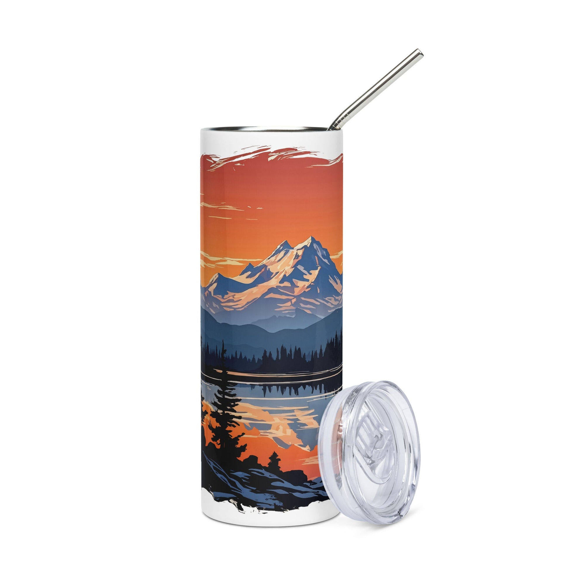 Orange Sky Over Mountains Stainless Steel Tumbler - Steel Tumbler - Discovery Co.