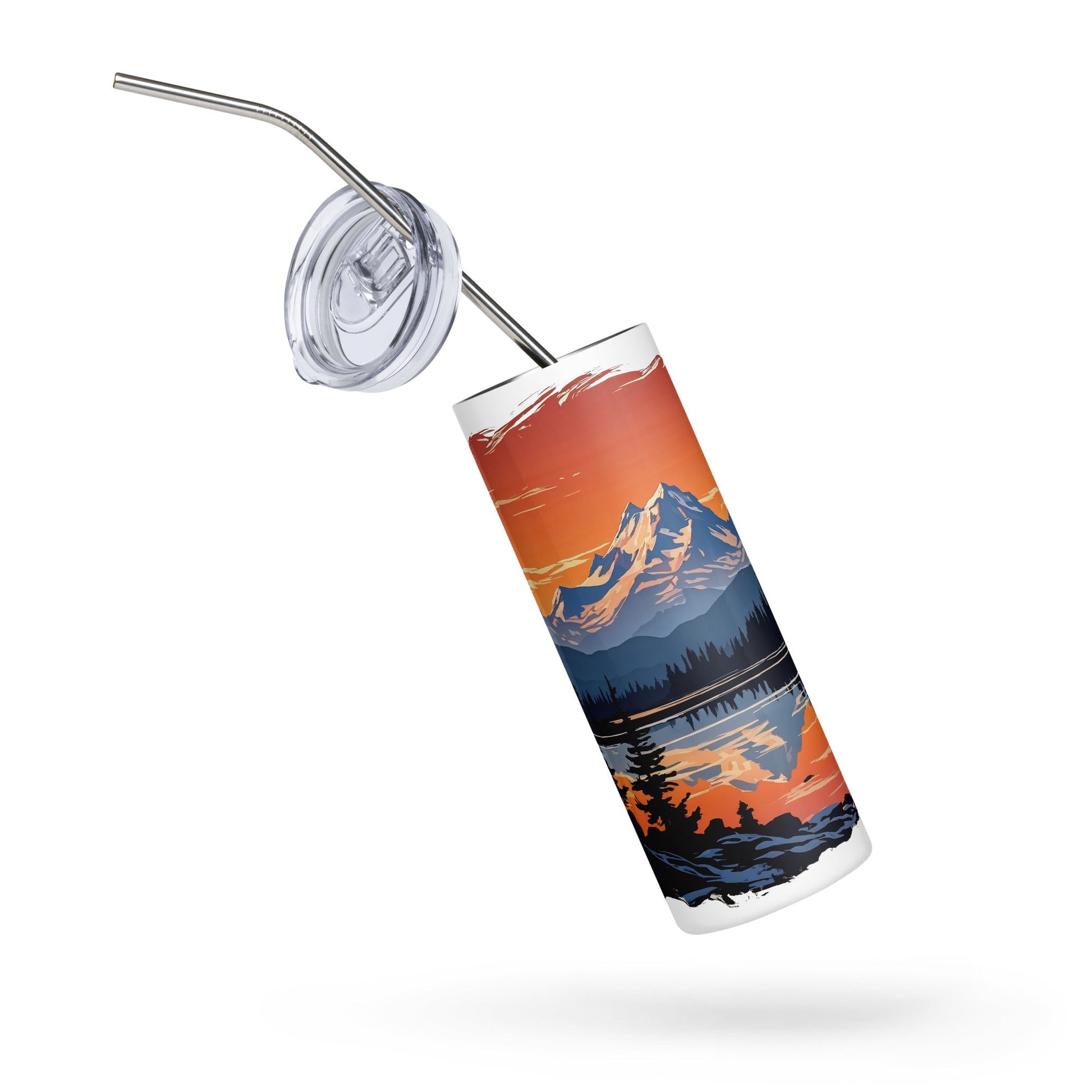 Orange Sky Over Mountains Stainless Steel Tumbler - Steel Tumbler - Discovery Co.