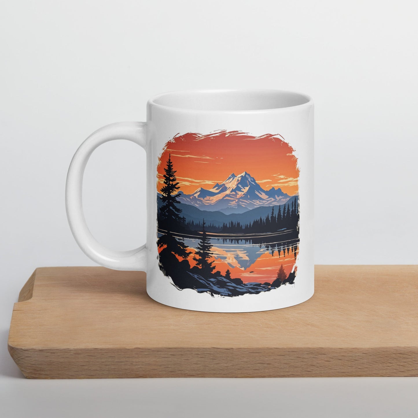 Orange Sky Over Mountains White Glossy Mug (11 oz, 15 oz, 20 oz) - Mugs - Discovery Co.