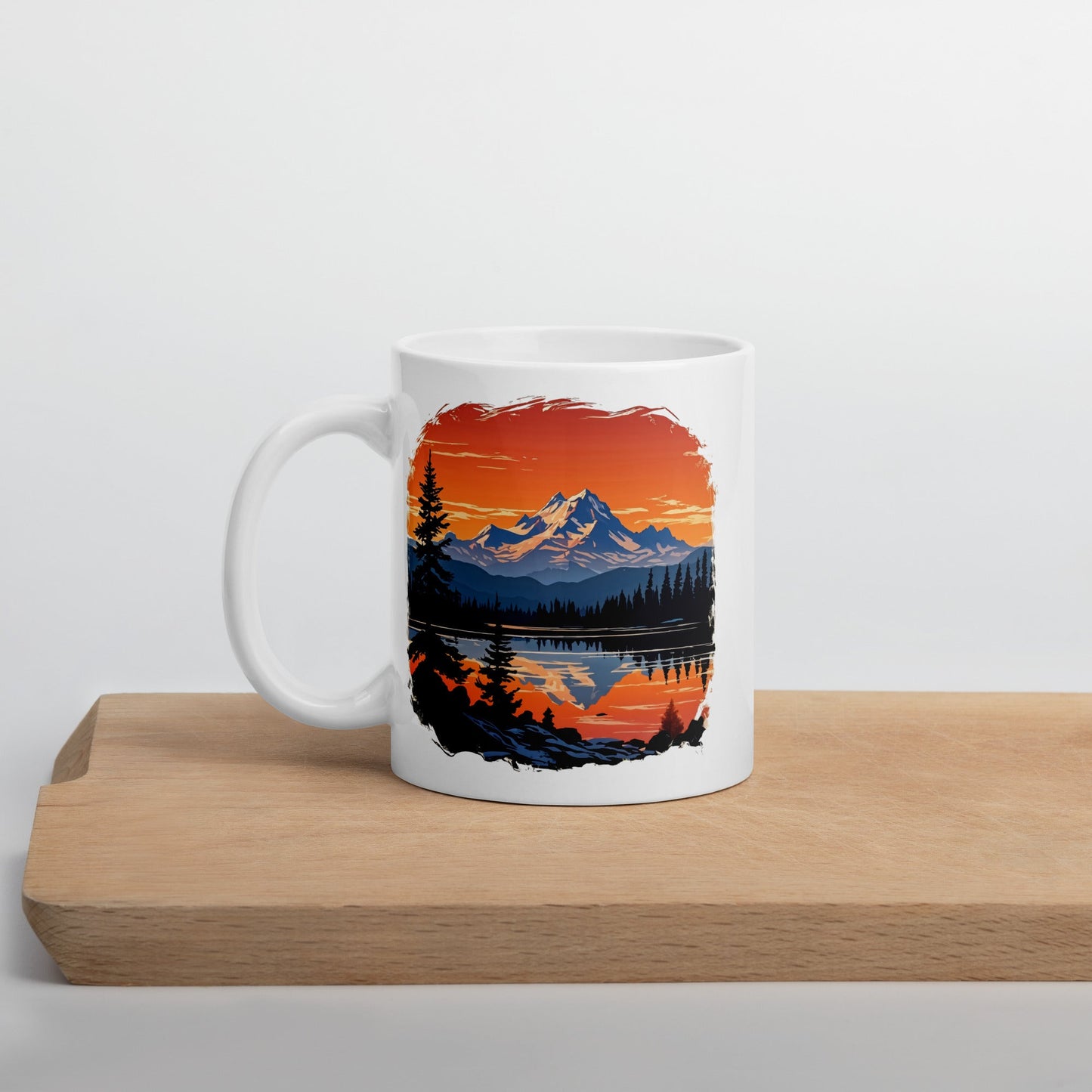 Orange Sky Over Mountains White Glossy Mug (11 oz, 15 oz, 20 oz) - Mugs - Discovery Co.