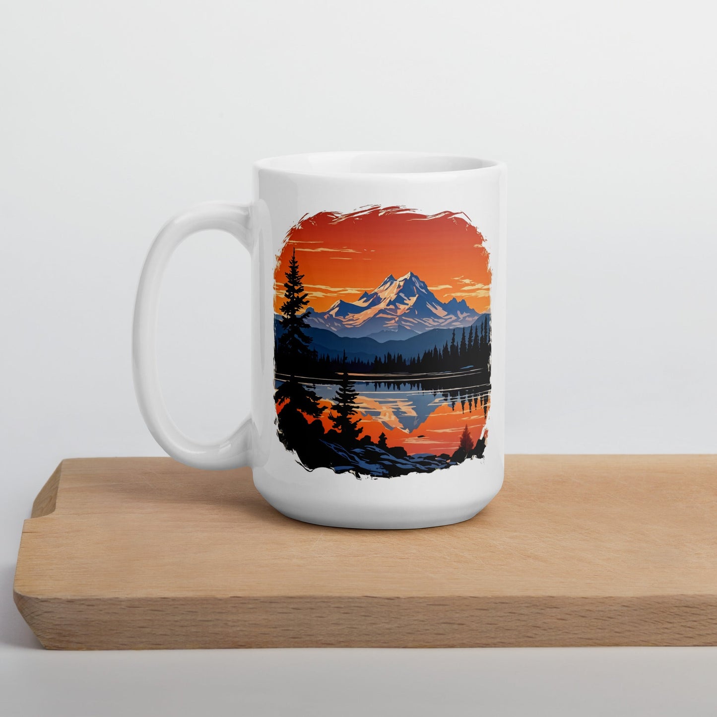 Orange Sky Over Mountains White Glossy Mug (11 oz, 15 oz, 20 oz) - Mugs - Discovery Co.