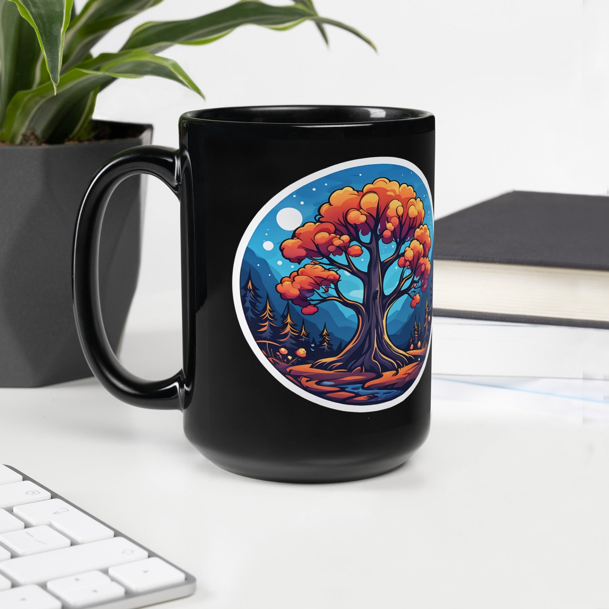 Orange Tree Black Glossy Mug (11 oz, 15 oz) - Mugs - Discovery Co.