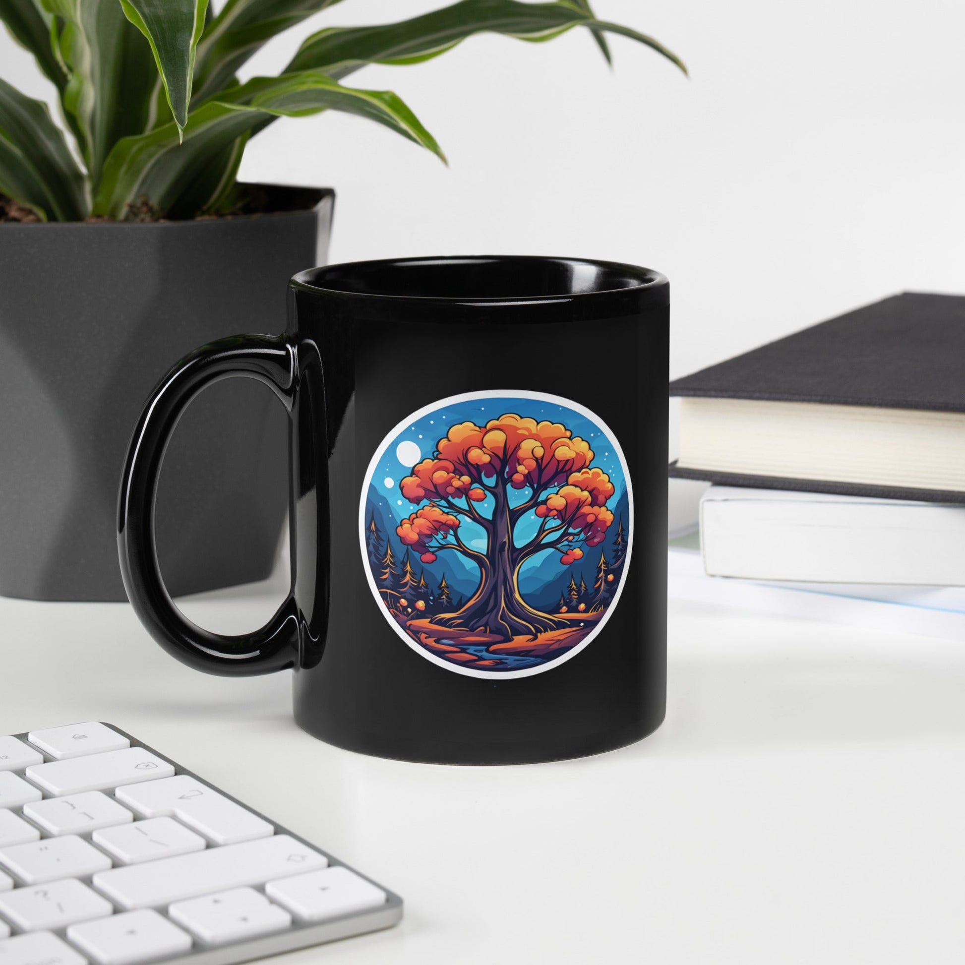 Orange Tree Black Glossy Mug (11 oz) - Mugs - Discovery Co.