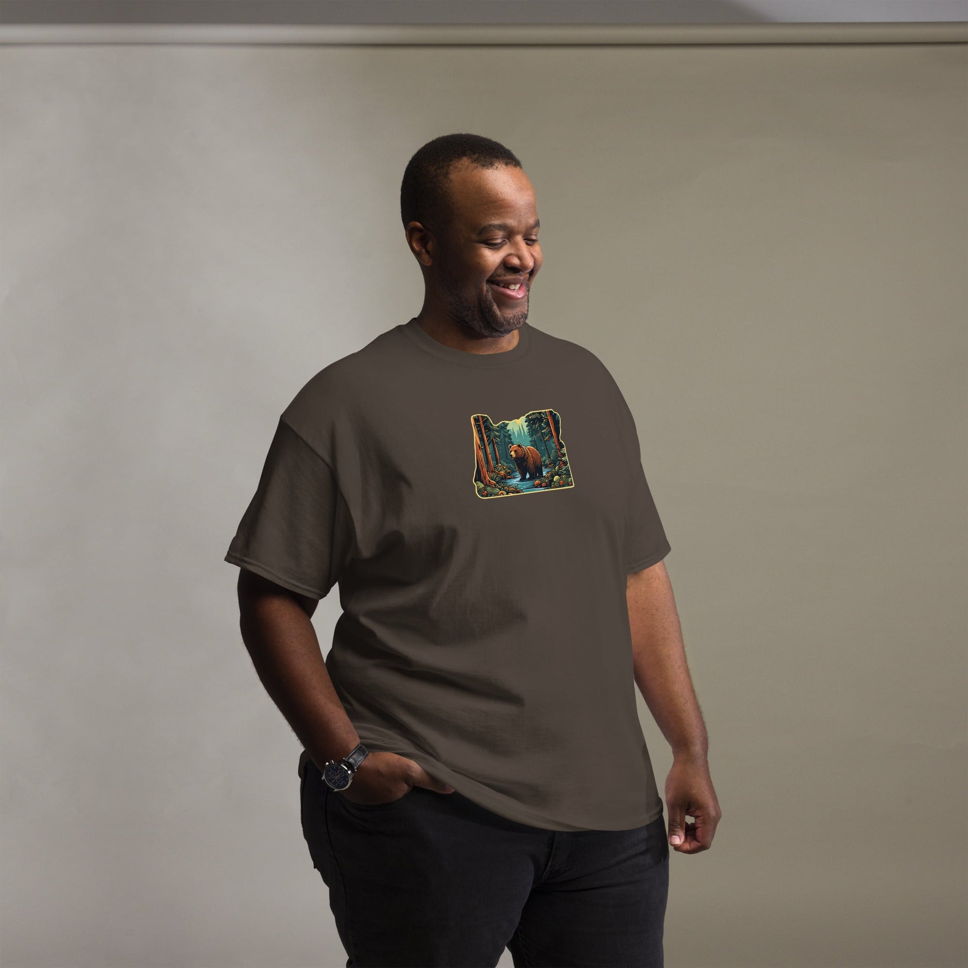Oregon Bear In The Forest Men's (Unisex) Classic Tee - Men's Shirts - Discovery Co.