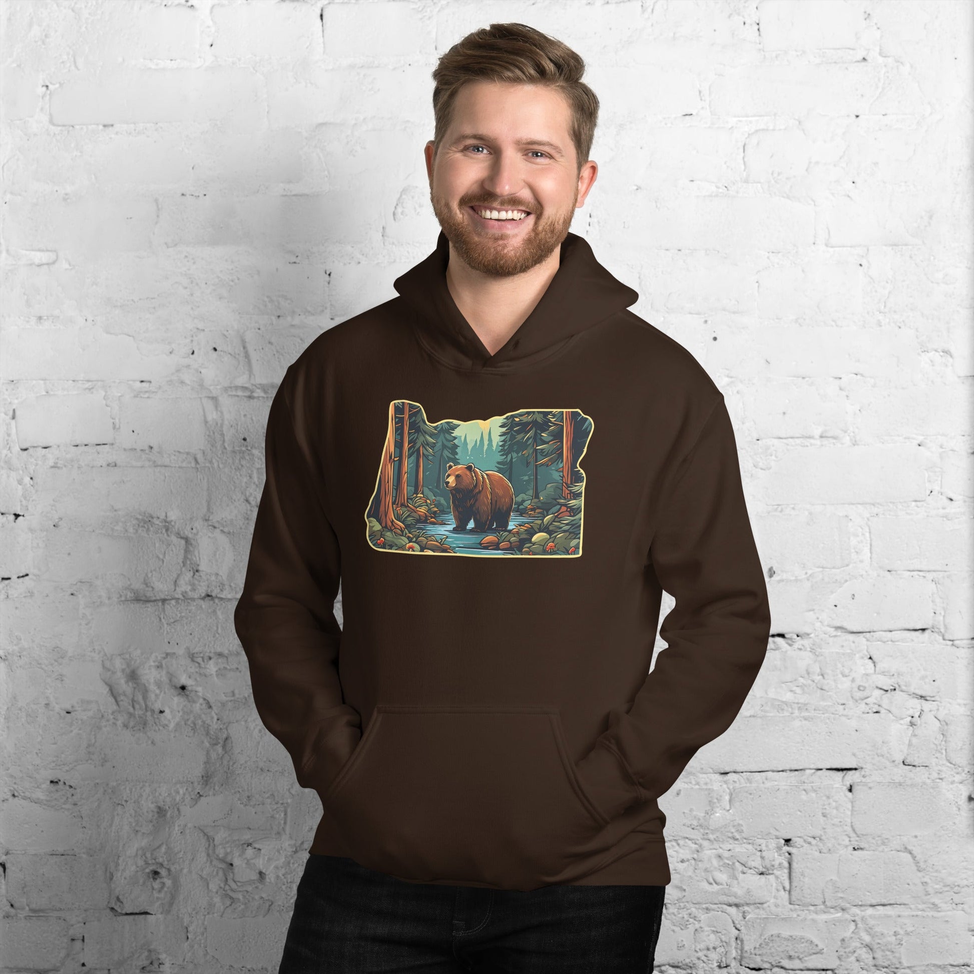 Oregon Bear In The Forest Men's (Unisex) Hoodie - Hoodies - Discovery Co.