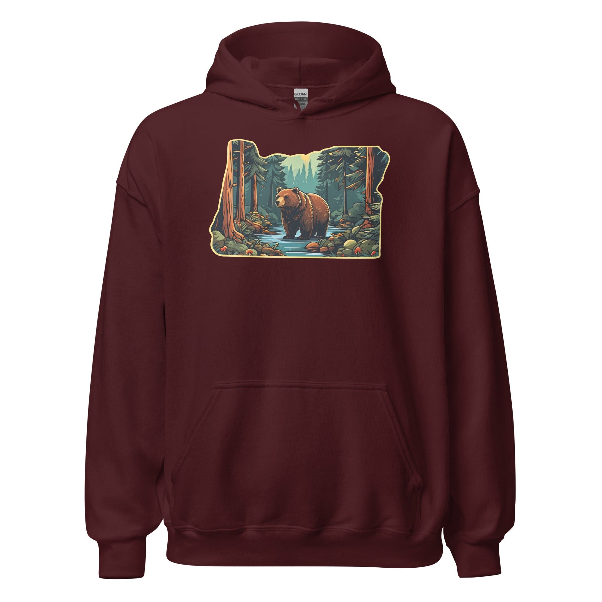 Oregon Bear In The Forest Men's (Unisex) Hoodie - Hoodies - Discovery Co.