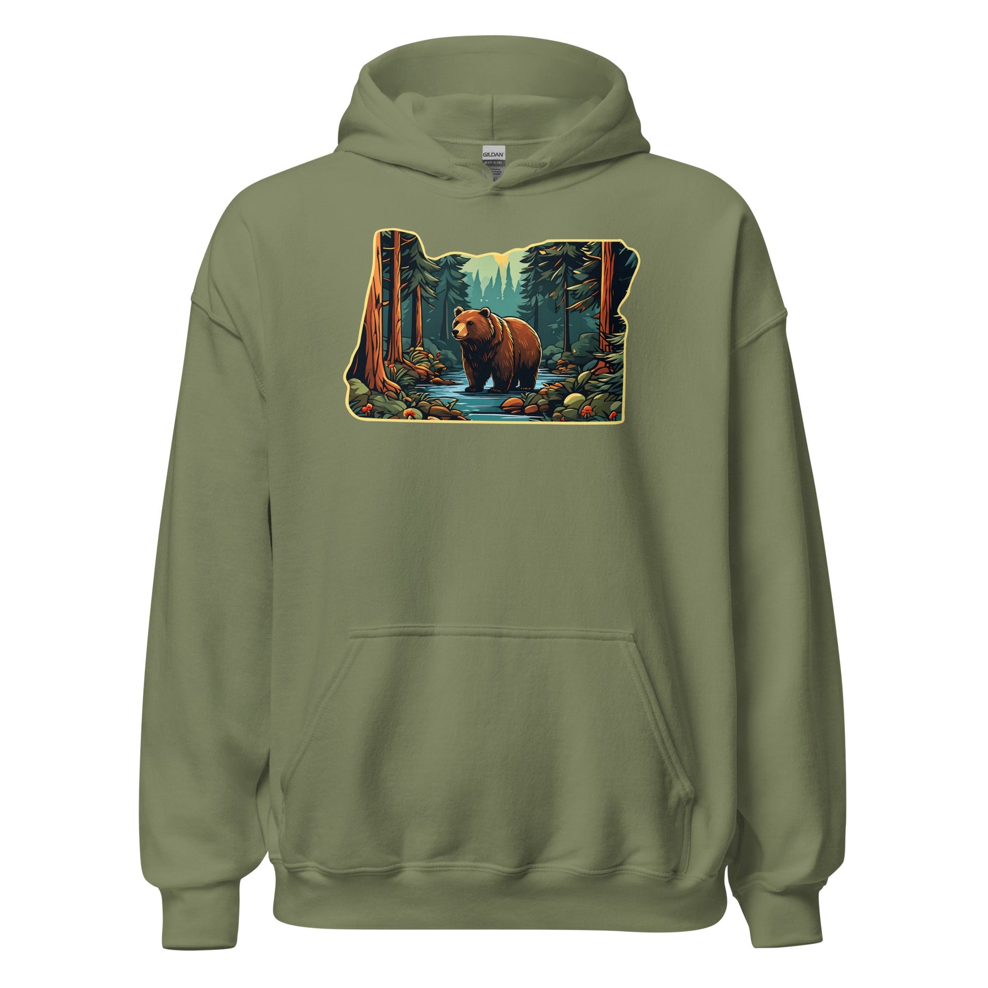 Oregon Bear In The Forest Men's (Unisex) Hoodie - Hoodies - Discovery Co.