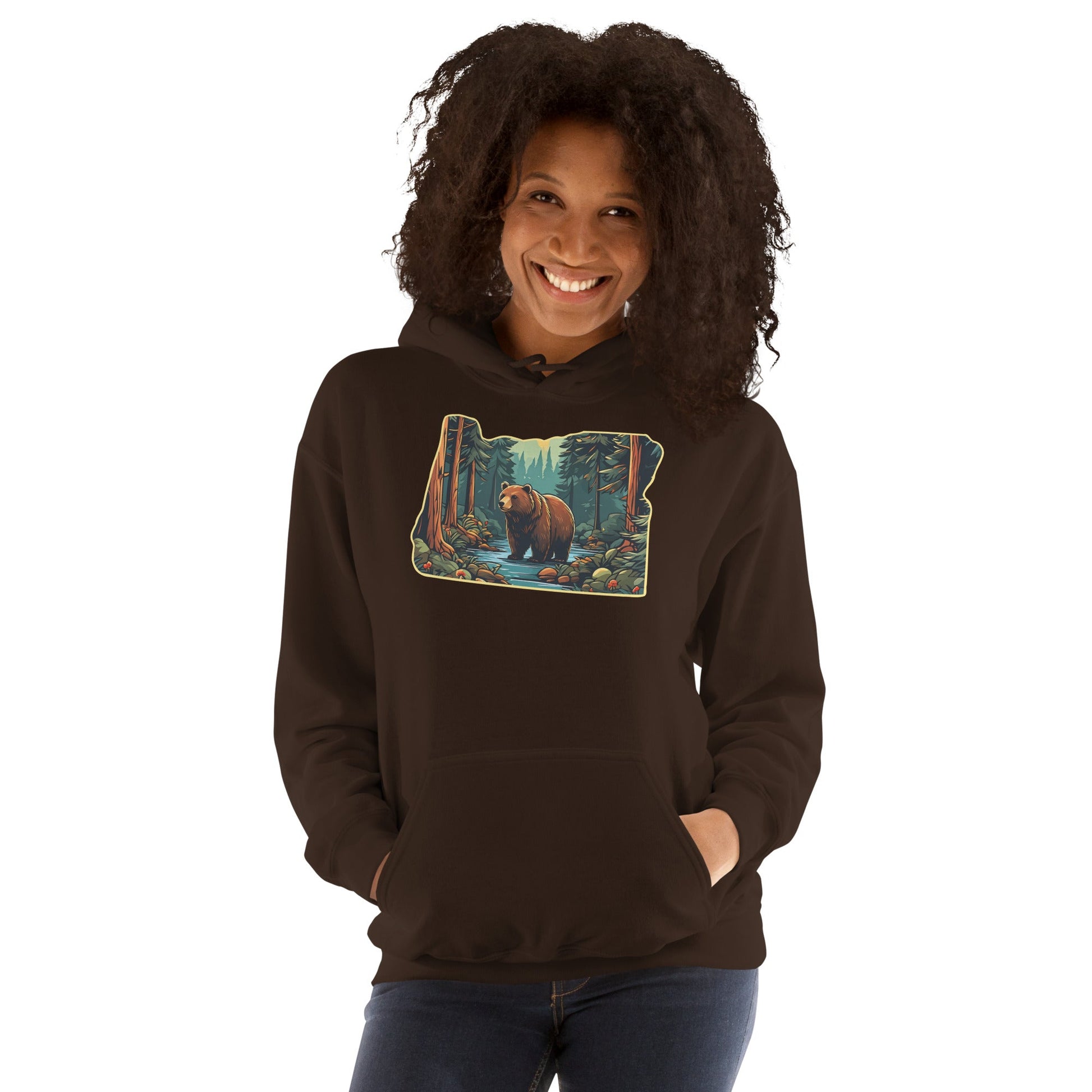 Oregon Bear In The Forest Women's (Unisex) Hoodie - Hoodies - Discovery Co.
