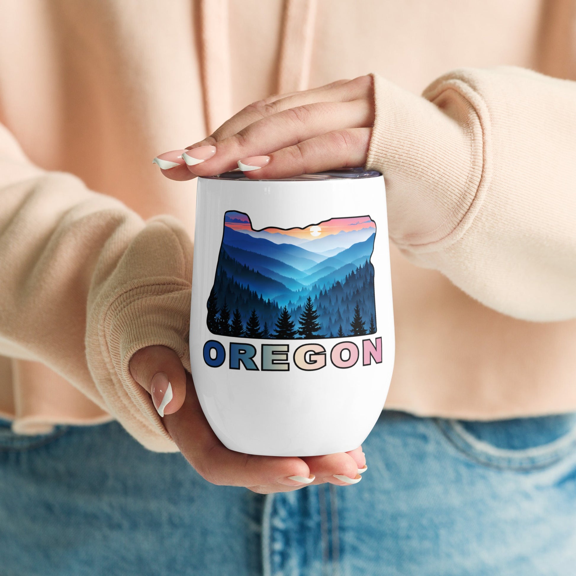 Oregon Blue Mountains II Stainless Steel Wine Tumbler - Steel Tumbler - Discovery Co.