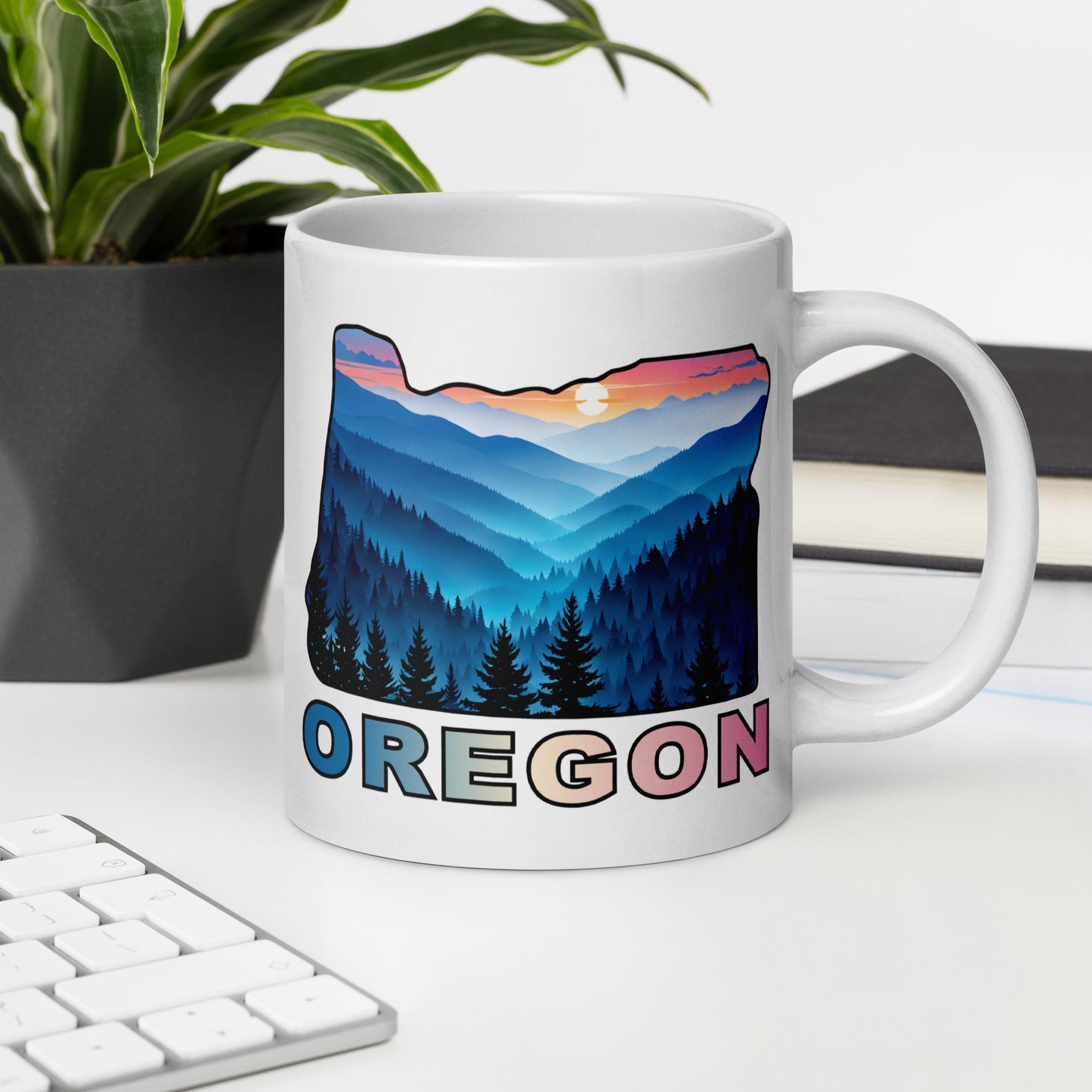 Oregon Blue Mountains II White Glossy Mug (11 oz, 15 oz, 20 oz) - Mugs - Discovery Co.
