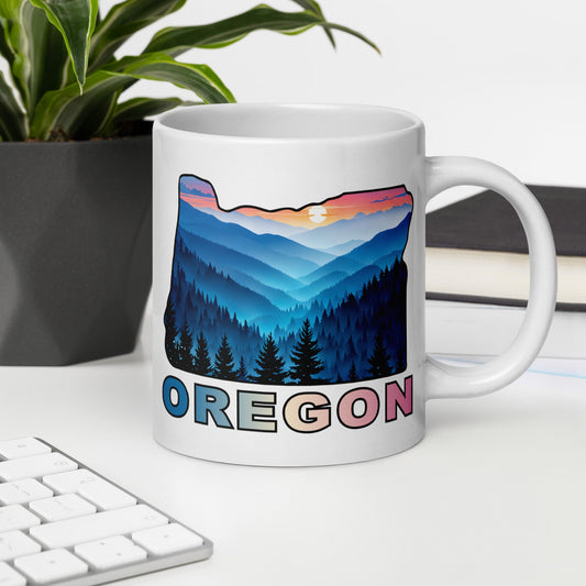 Oregon Blue Mountains II White Glossy Mug (11 oz, 15 oz, 20 oz) - Mugs - Discovery Co.