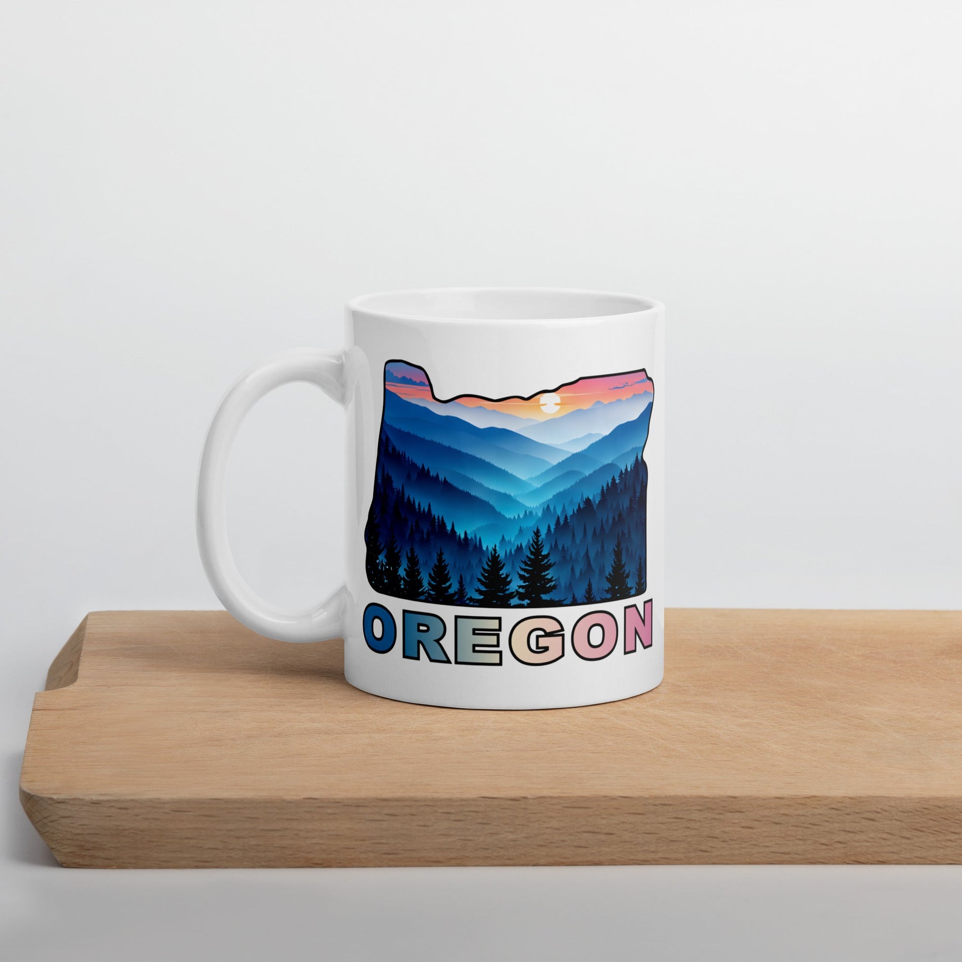Oregon Blue Mountains II White Glossy Mug (11 oz, 15 oz, 20 oz) - Mugs - Discovery Co.