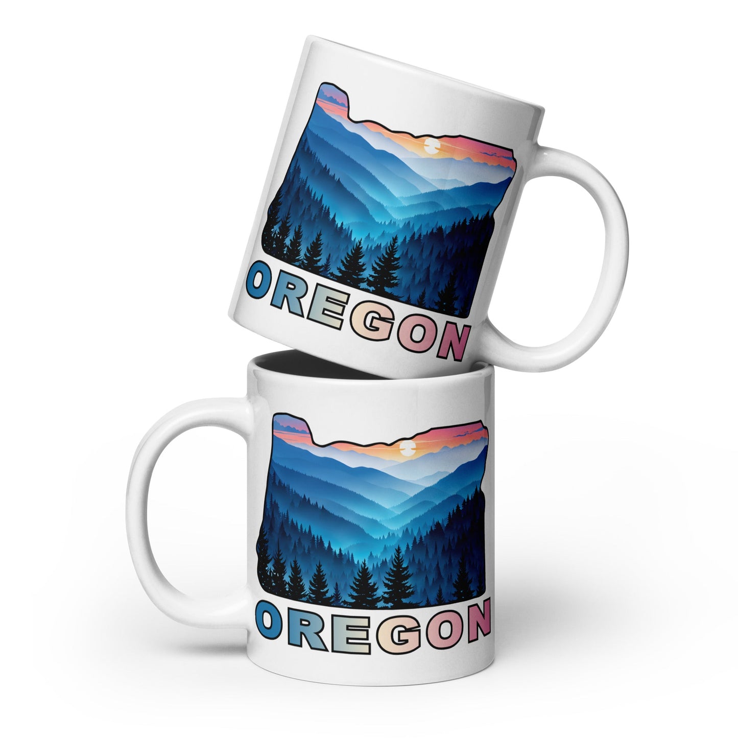 Oregon Blue Mountains II White Glossy Mug (11 oz, 15 oz, 20 oz) - Mugs - Discovery Co.
