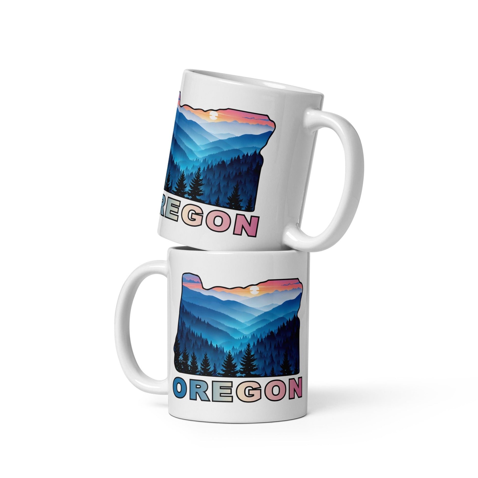 Oregon Blue Mountains II White Glossy Mug (11 oz, 15 oz, 20 oz) - Mugs - Discovery Co.
