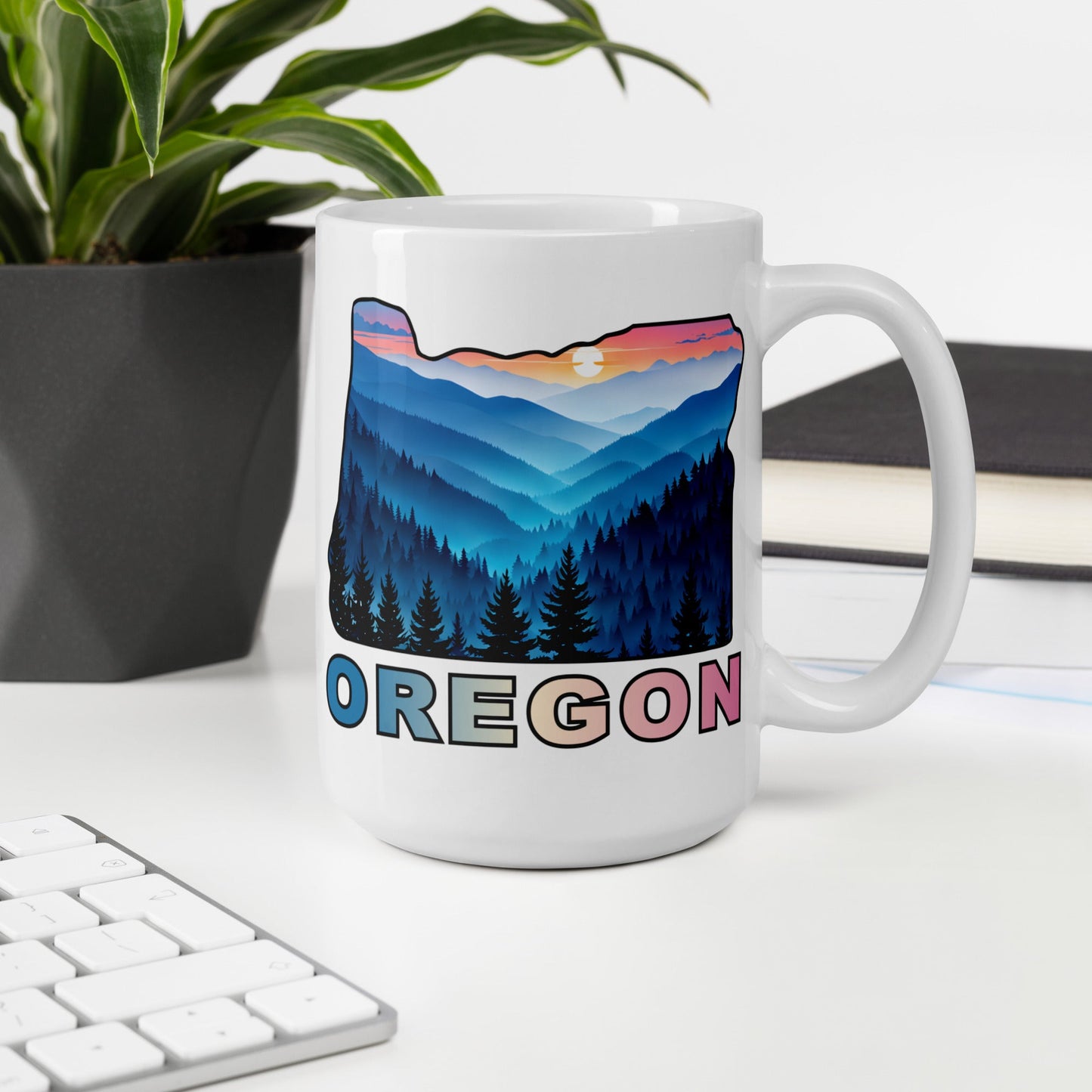 Oregon Blue Mountains II White Glossy Mug (11 oz, 15 oz, 20 oz) - Mugs - Discovery Co.