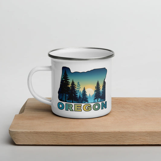 Oregon Sunset Forest II Enamel Mug - Mugs - Discovery Co.