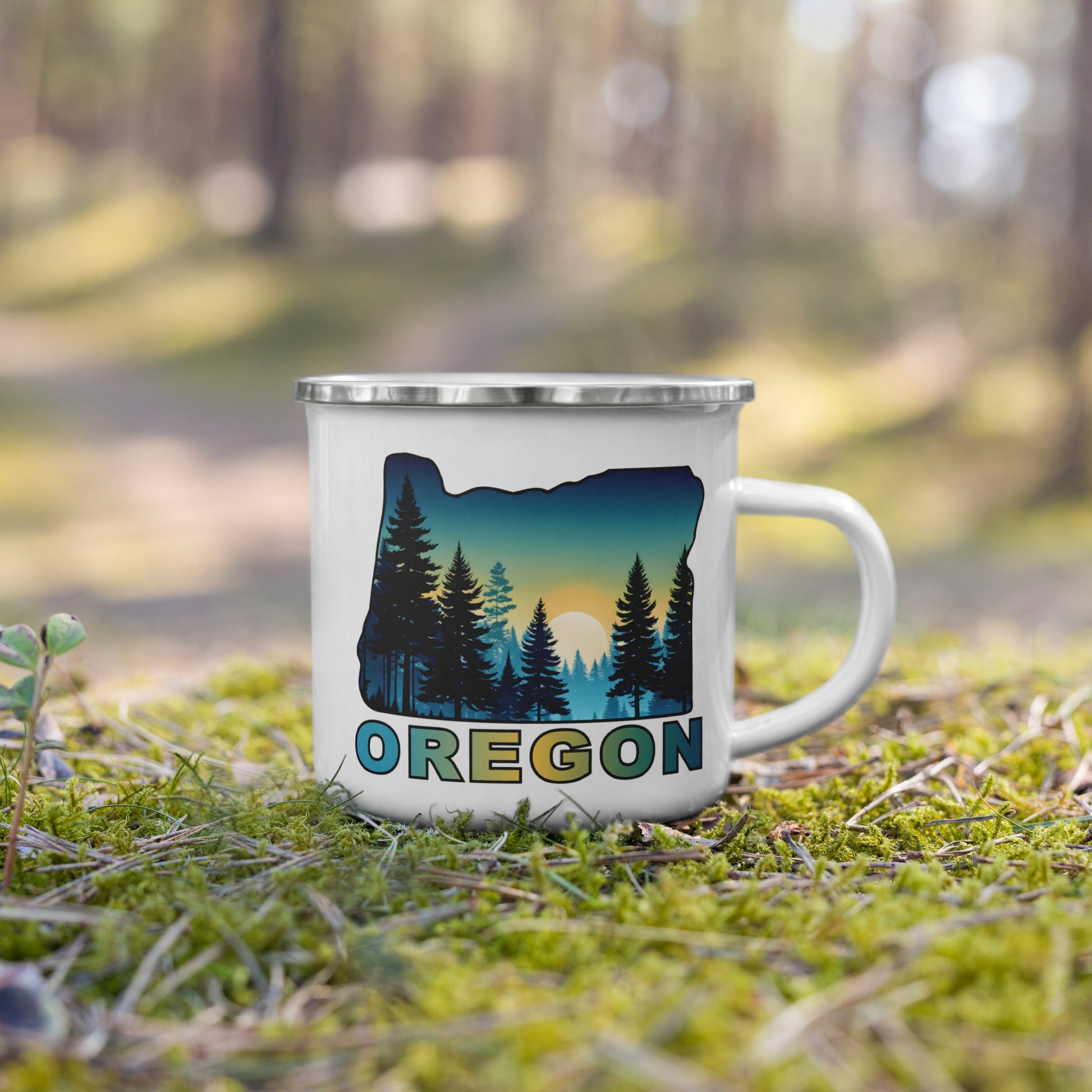 Oregon Sunset Forest II Enamel Mug - Mugs - Discovery Co.