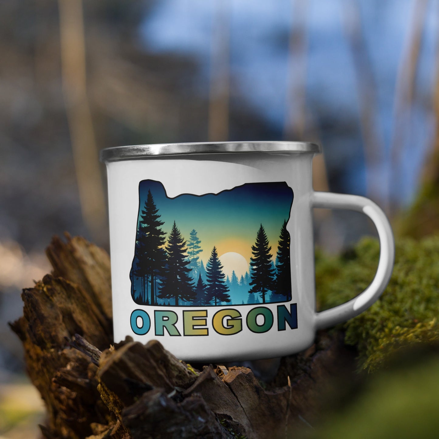 Oregon Sunset Forest II Enamel Mug - Mugs - Discovery Co.
