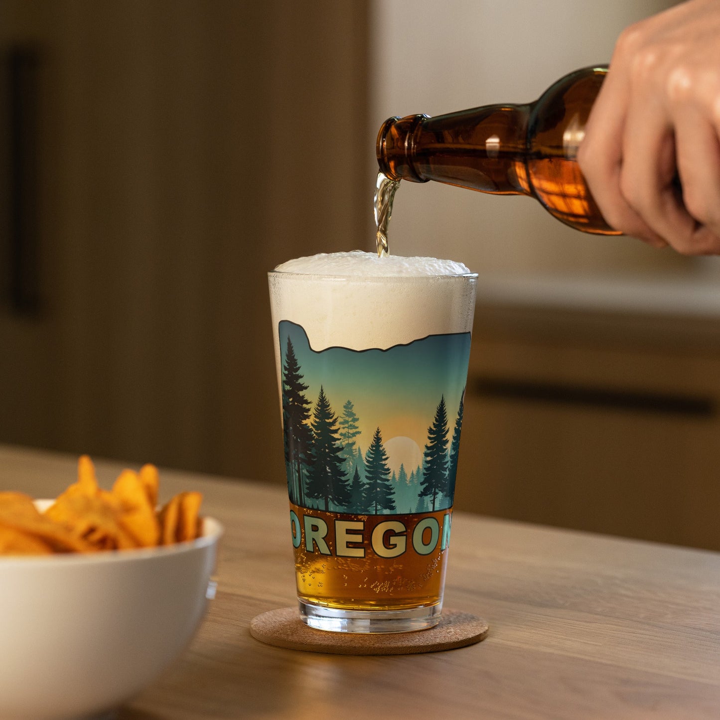 Oregon Sunset Forest II Pint Glass - Beer Glass - Discovery Co.