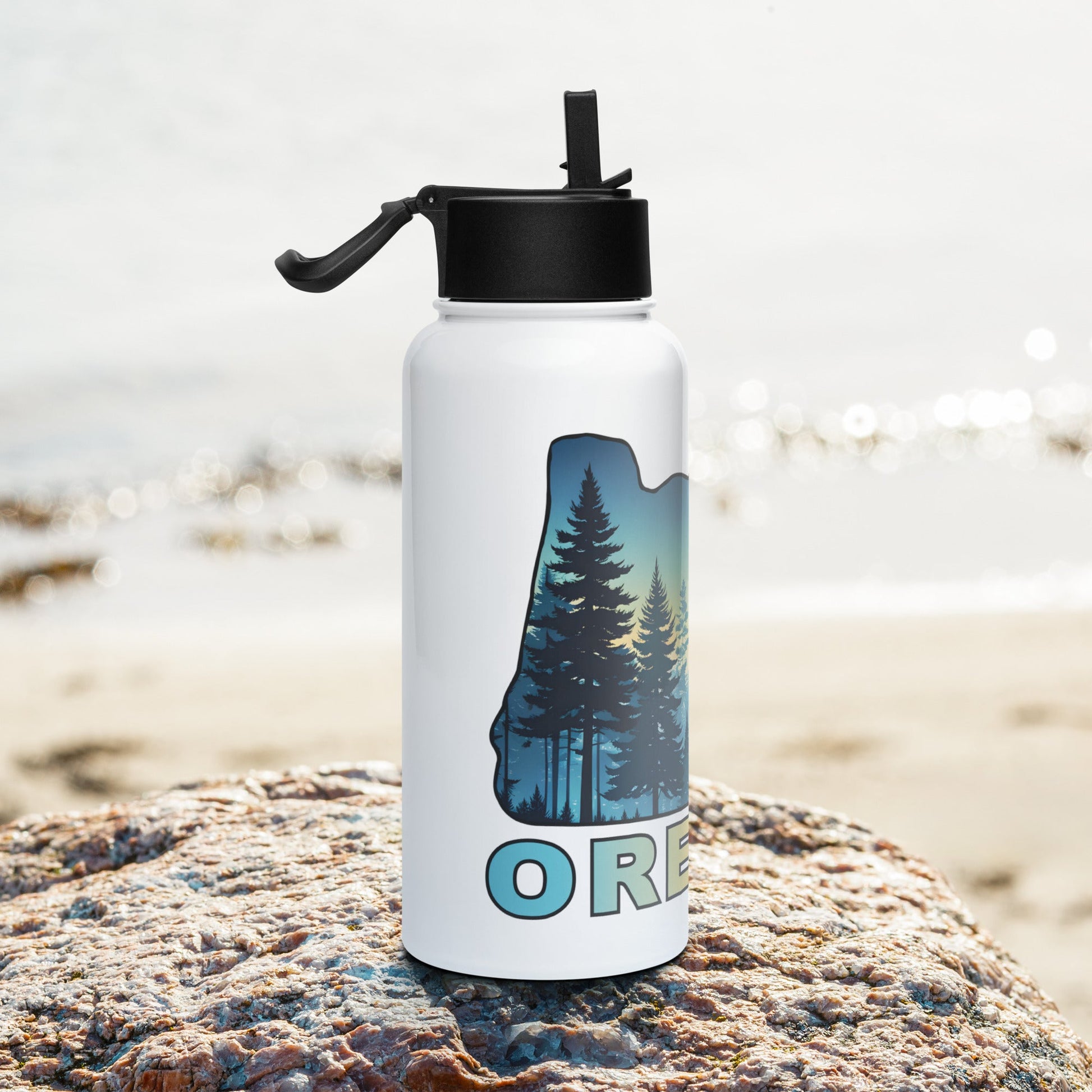 Oregon Sunset Forest II Stainless Steel Water Bottle With Straw Lid - Stainless Steel Water Bottle With Straw Lid - Discovery Co.