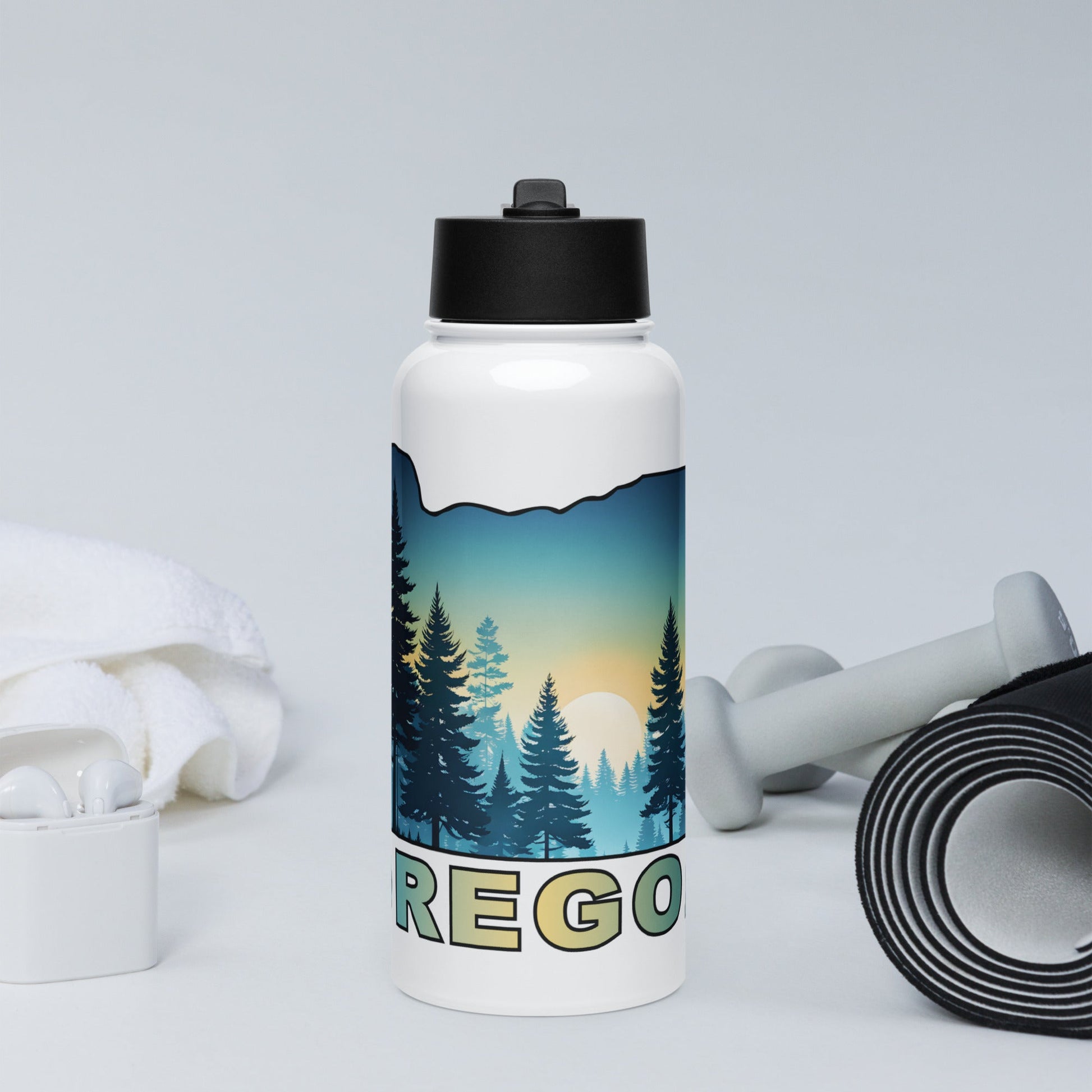 Oregon Sunset Forest II Stainless Steel Water Bottle With Straw Lid - Stainless Steel Water Bottle With Straw Lid - Discovery Co.