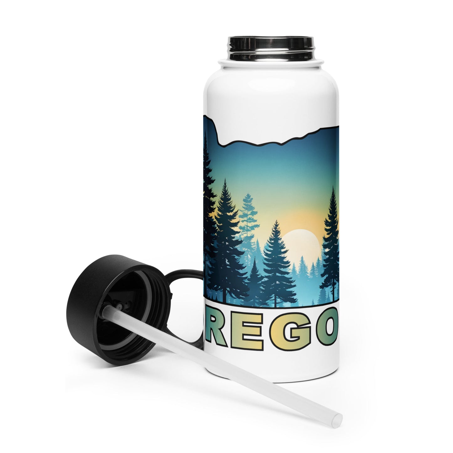 Oregon Sunset Forest II Stainless Steel Water Bottle With Straw Lid - Stainless Steel Water Bottle With Straw Lid - Discovery Co.