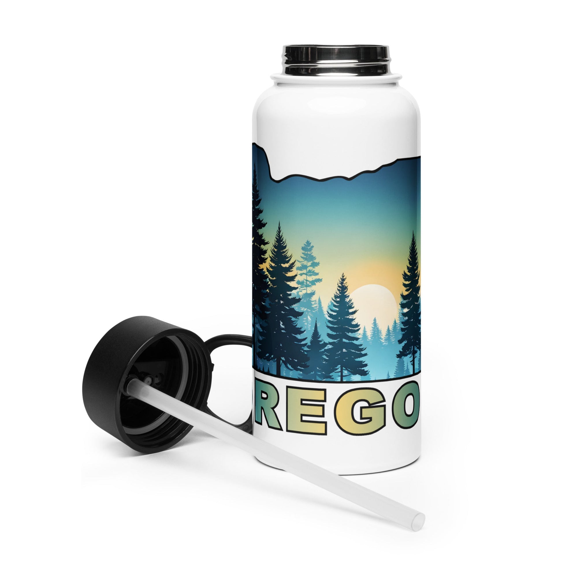 Oregon Sunset Forest II Stainless Steel Water Bottle With Straw Lid - Stainless Steel Water Bottle With Straw Lid - Discovery Co.
